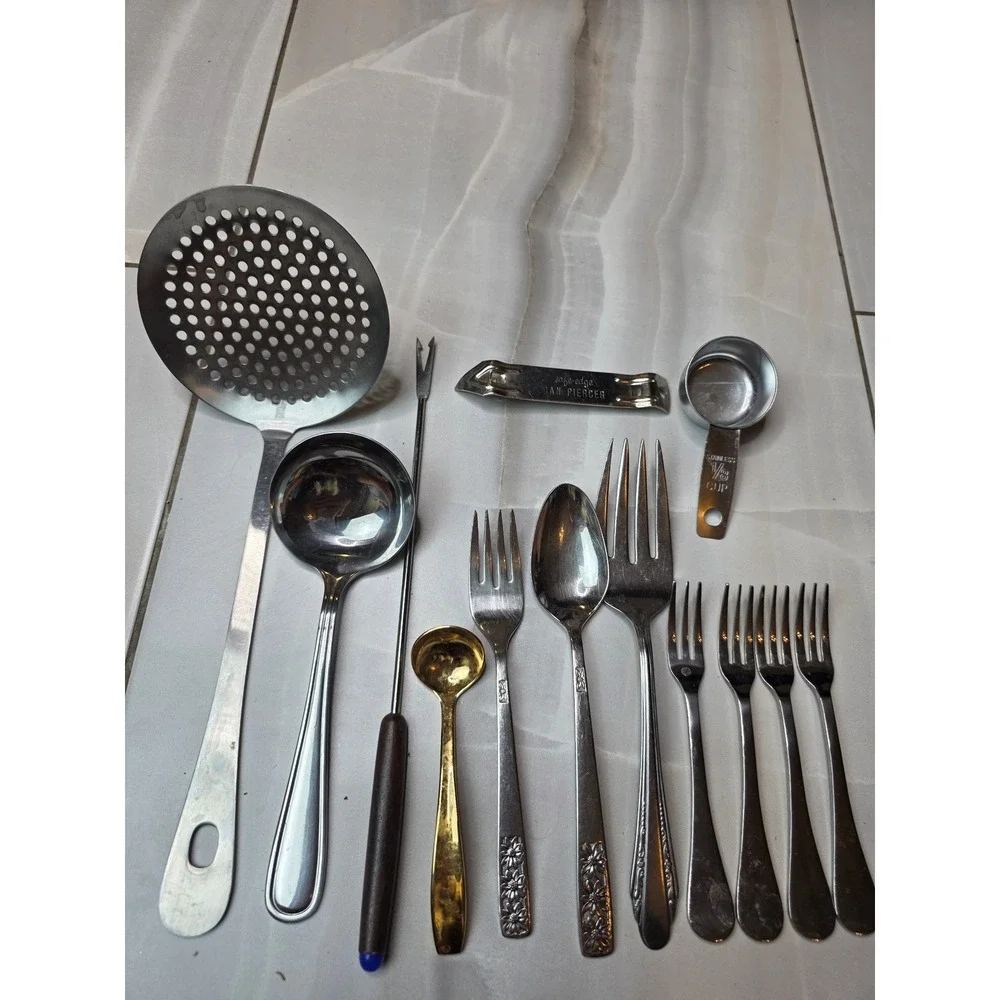 Vintage Kitchen Utensil Lot‎ Ekco Can Piercer Pfaltzgraff Flatware Stainless A3